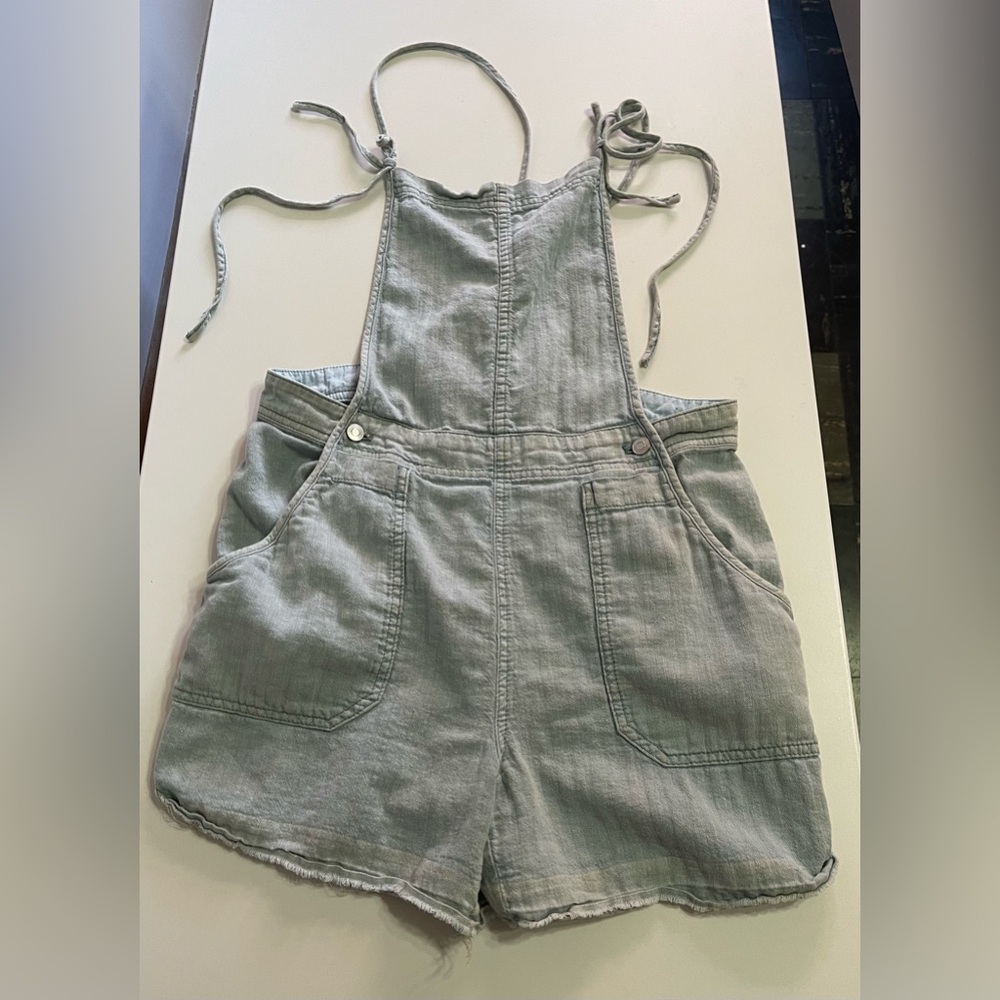 Free People We The Free Denim Bib Shorts Romper sz S